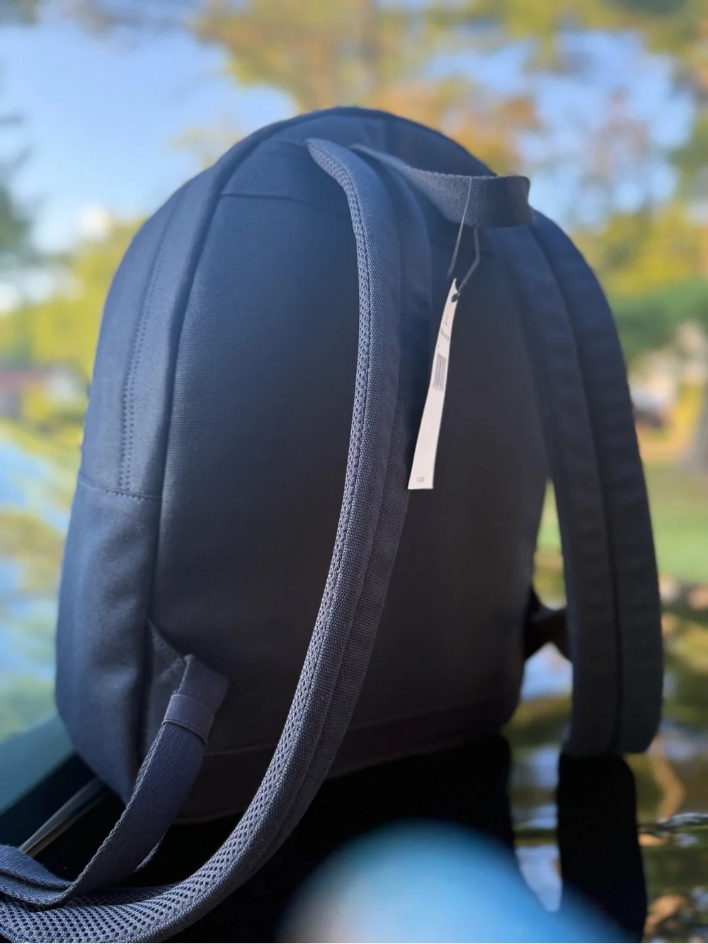 Tommy Hilfiger Black Backpack with Maroon Script Patch